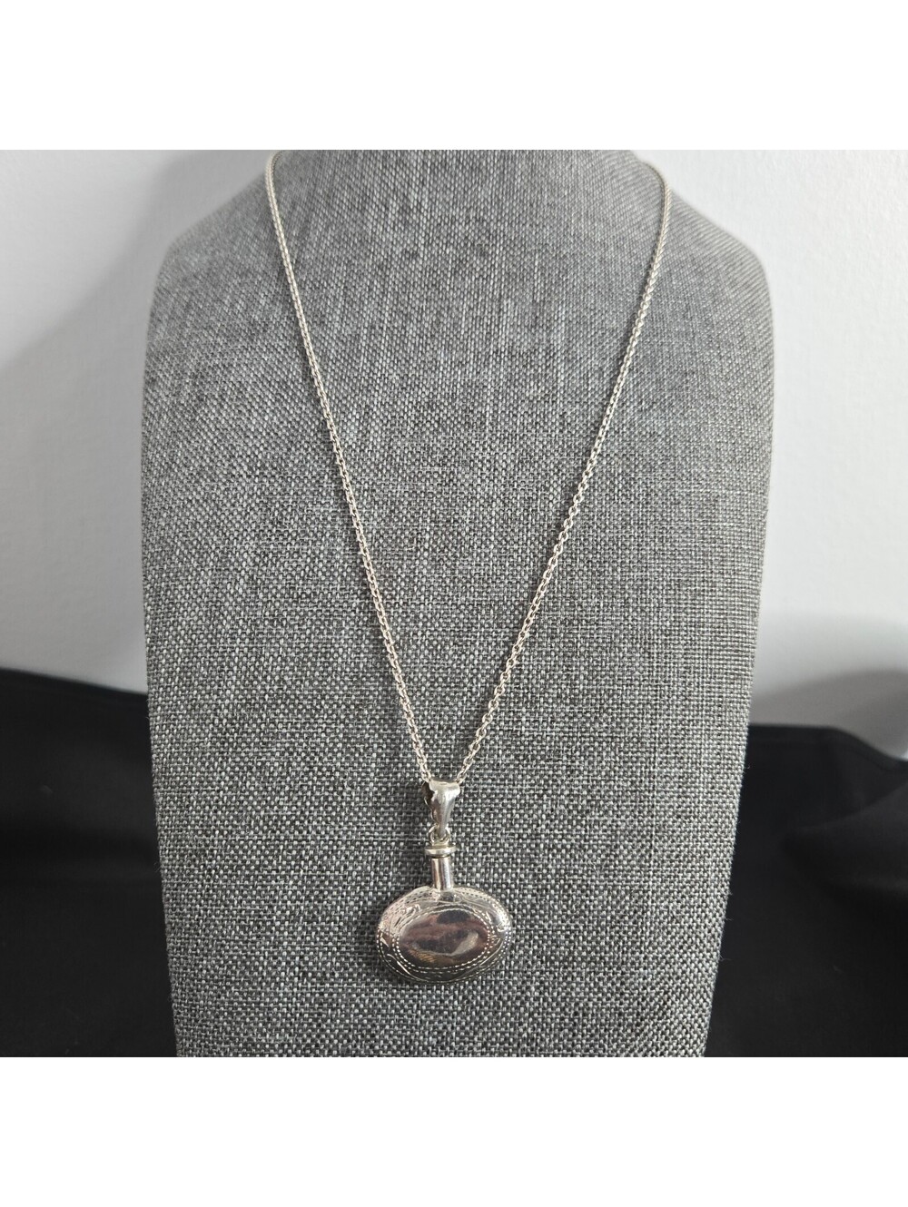 Vintage Sterling Silver Perfume Bottle Pendant Necklace 925 Scent Edwardian